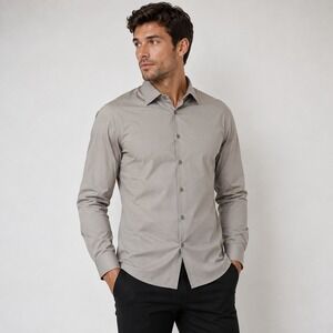 Spidersilk Button Down Shirt Mens Size M Grey Technical Performance Long Sleeve
